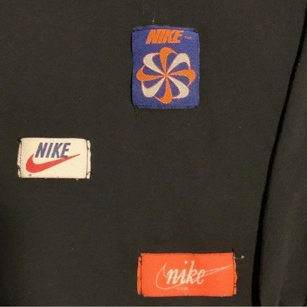 Vintage Nike Tags ICON CLASH LONG SLEEVE CREW NECK TOP BLACK 2008 XS RARE HTF